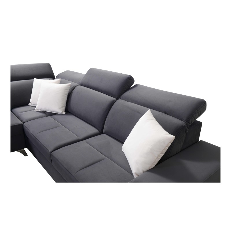 Ecksofa Porto IX mit Schlaffunktion | Samt | Wasserabweisend, Casablanca 2313 | Verstellbare Kopfstützen | USB-Anschluss Ecksofa Porto IX mit Schlaffunktion | Samt | Wasserabweisend, Casablanca 2313 | Verstellbare Kopfstützen | USB-Anschluss