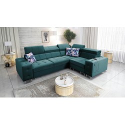Fusion II Corner Sofa with Sleeping Function in Velour Fabric | Hydrophobic, Magic Velvet 2221 | The Perfect Furniture for Your 