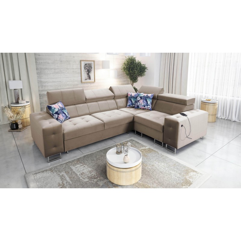 Fusion II corner sofa with a sleeping function in Velvet fabric | Hydrophobic, Magic Velvet 2282 | The perfect piece of furnitur