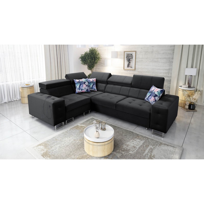 Fusion II corner sofa with sleeping function in Velour fabric | Hydrophobic, Magic Velvet 2219 | The perfect piece of furniture 