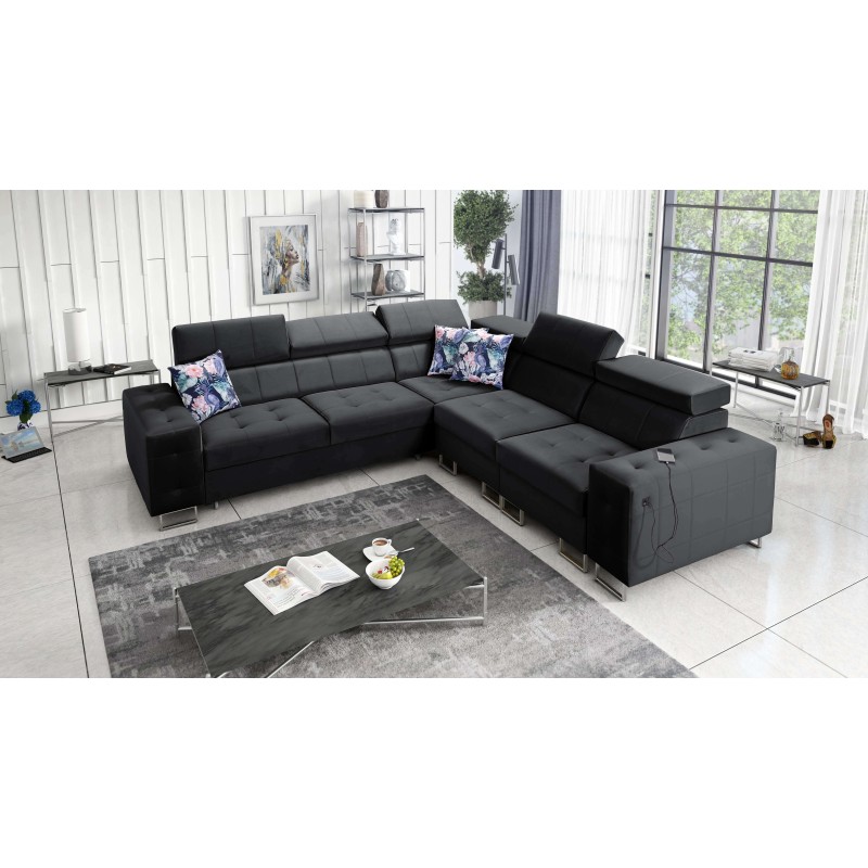 Fusion III corner sofa with quilted seat, sleeping function | [NAZWA SKLEPU]