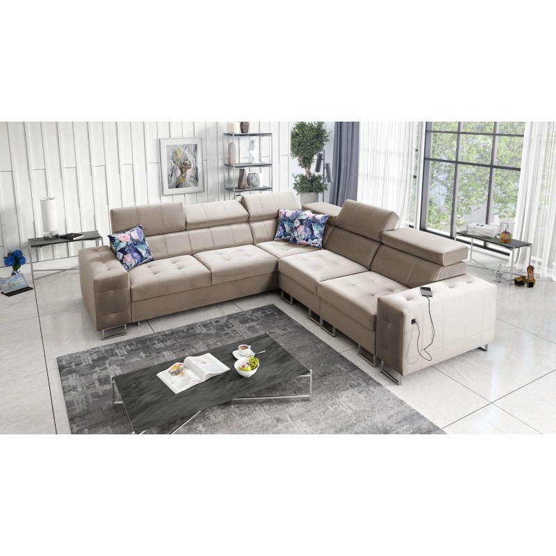 Fusion III corner sofa with quilted seat, sleeping function | [NAZWA SKLEPU]