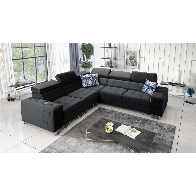 Fusion III corner sofa with quilted seat, sleeping function | [NAZWA SKLEPU]
