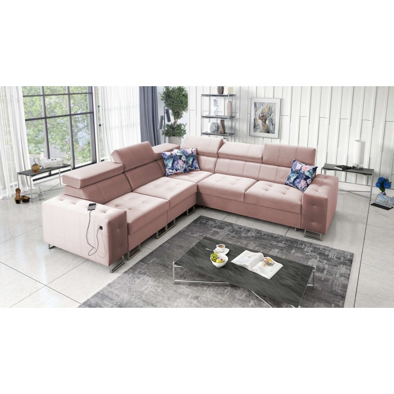 Fusion III corner sofa with quilted seat, sleeping function | [NAZWA SKLEPU]