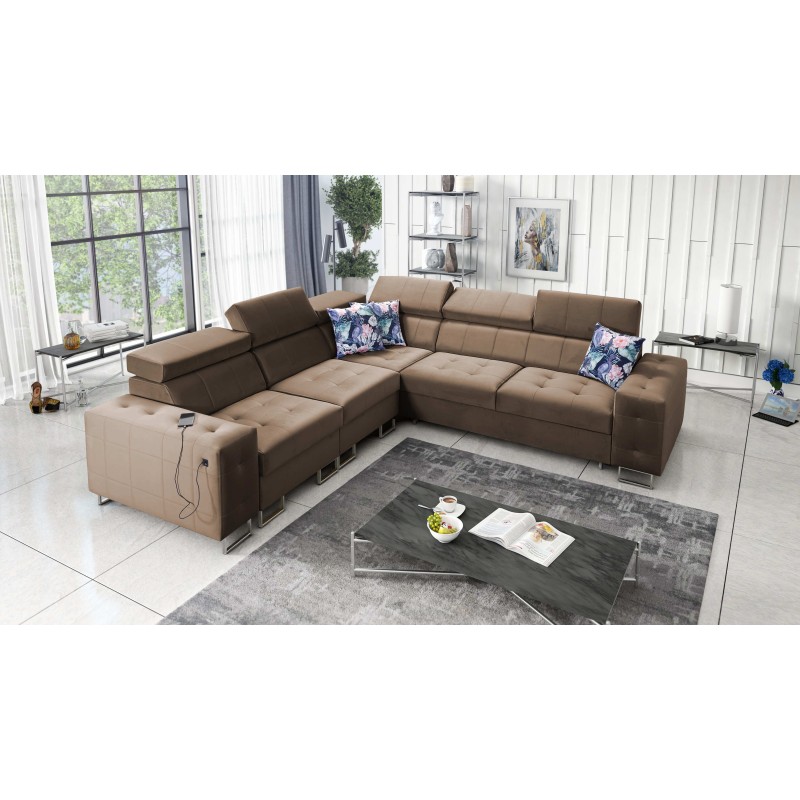 Fusion III corner sofa with quilted seat, sleeping function | [NAZWA SKLEPU]