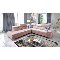 bMeta Title:/b Corner Sofa Fusion IX - Quilted Seat, Sleeping Function - Velvet Material | Hydrophobic, Magic Velvet 2264