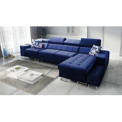 Fusion XI Corner Sofa with Quilted Seat | +Sleeping Function | Velvet | Hydrophobic, Magic Velvet 2216