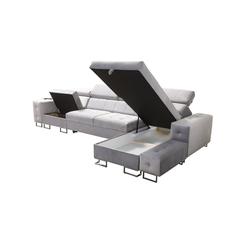 Fusion XI Corner Sofa with Quilted Seat | +Sleeping Function | Velvet | Hydrophobic, Magic Velvet 2216 Fusion XI Corner Sofa with Quilted Seat | +Sleeping Function | Velvet | Hydrophobic, Magic Velvet 2216