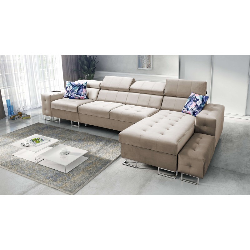 Fusion XI Corner Sofa with Quilted Seat | +Sleeping Function | Velvet | Hydrophobic, Magic Velvet 2282 Fusion XI Corner Sofa with Quilted Seat | +Sleeping Function | Velvet | Hydrophobic, Magic Velvet 2282