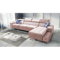 Fusion XI corner sofa with quilted seat | +Sleeping Function | Velvet | Hydrophobic, Magic Velvet 2264