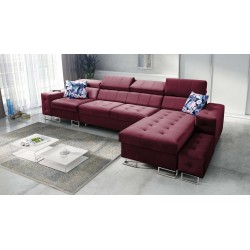 Fusion XI Corner Sofa with Quilted Seat | +Sleeping Function | Velvet | Hydrophobic, Magic Velvet 2229