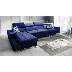Fusion XI Corner Sofa with Quilted Seat | +Sleeping Function | Velvet | Hydrophobic, Magic Velvet 2216