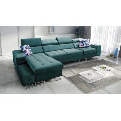 Fusion XI Corner Sofa with Quilted Seat | +Sleeping Function | Velvet | Hydrophobic, Magic Velvet 2221