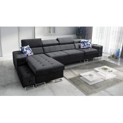 Fusion XI corner sofa with quilted seat | +Sleeping function | Velvet | Hydrophobic, Magic Velvet 2219