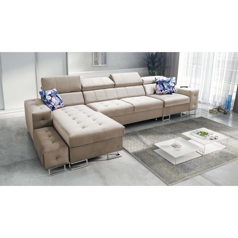 Fusion XI Corner Sofa with Quilted Seat | +Sleeping Function | Velvet | Hydrophobic, Magic Velvet 2282 Fusion XI Corner Sofa with Quilted Seat | +Sleeping Function | Velvet | Hydrophobic, Magic Velvet 2282
