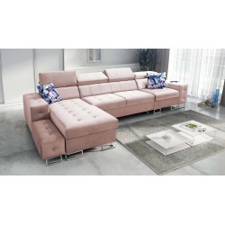 Fusion XI corner sofa with quilted seat | +Sleeping Function | Velvet | Hydrophobic, Magic Velvet 2264