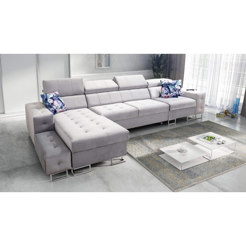 Fusion XI Corner Sofa with Quilted Seat | +Sleeping Function | Velvet | Hydrophobic, Magic Velvet 2299 Fusion XI Corner Sofa with Quilted Seat | +Sleeping Function | Velvet | Hydrophobic, Magic Velvet 2299