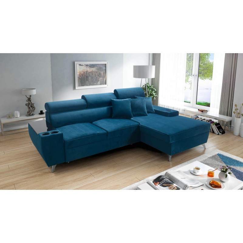 Ecksofa Luna I maxi in Samt, Kronos 9, Schlaf-Funktion, Bar - Moderner Komfort Ecksofa Luna I maxi in Samt, Kronos 9, Schlaf-Funktion, Bar - Moderner Komfort