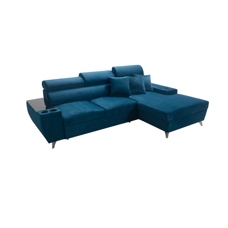 Luna I Maxi Corner Sofa in Plush, Kronos 9, with Sleeping Function and Bar - Modern Comfort Luna I Maxi Corner Sofa in Plush, Kronos 9, with Sleeping Function and Bar - Modern Comfort