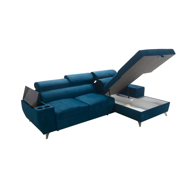 Luna I Maxi Corner Sofa in Plush, Kronos 9, with Sleeping Function and Bar - Modern Comfort Luna I Maxi Corner Sofa in Plush, Kronos 9, with Sleeping Function and Bar - Modern Comfort