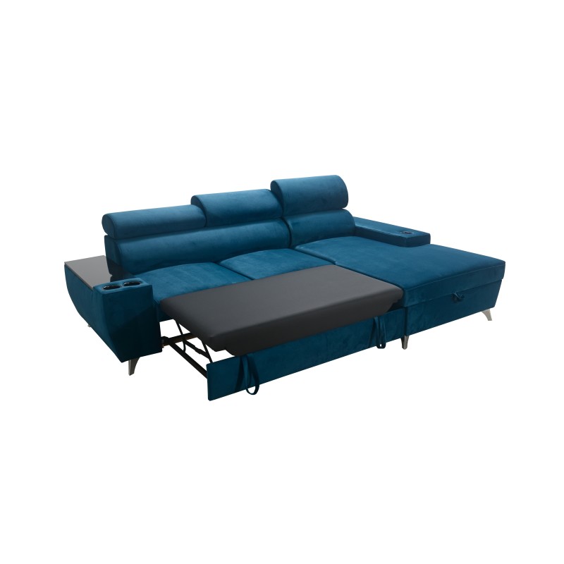 Luna I Maxi Corner Sofa in Plush, Kronos 9, with Sleeping Function and Bar - Modern Comfort Luna I Maxi Corner Sofa in Plush, Kronos 9, with Sleeping Function and Bar - Modern Comfort