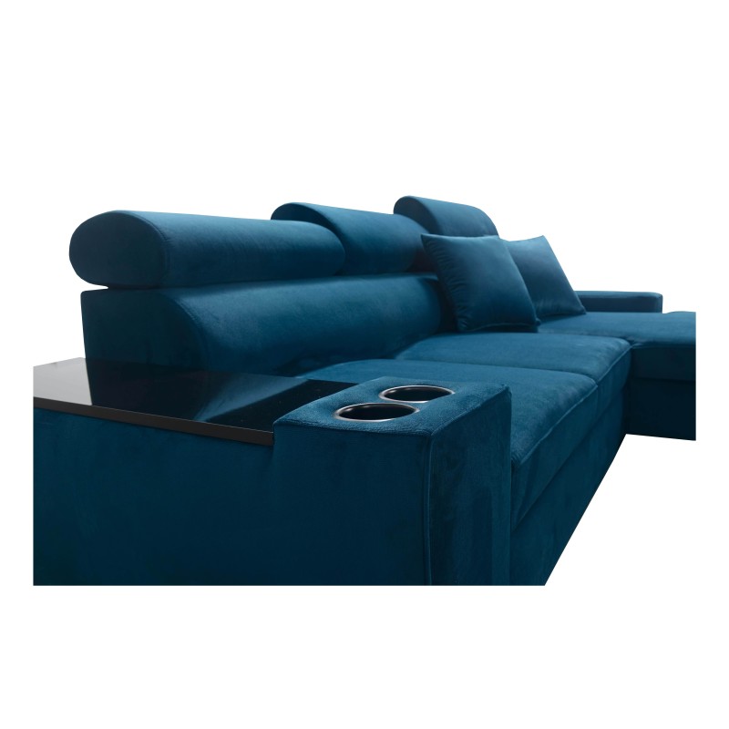 Luna I Maxi Corner Sofa in Plush, Kronos 9, with Sleeping Function and Bar - Modern Comfort Luna I Maxi Corner Sofa in Plush, Kronos 9, with Sleeping Function and Bar - Modern Comfort