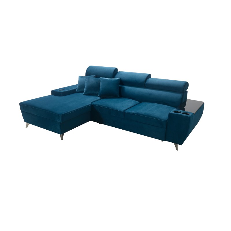 Luna I Maxi Corner Sofa in Plush, Kronos 9, with Sleeping Function and Bar - Modern Comfort Luna I Maxi Corner Sofa in Plush, Kronos 9, with Sleeping Function and Bar - Modern Comfort