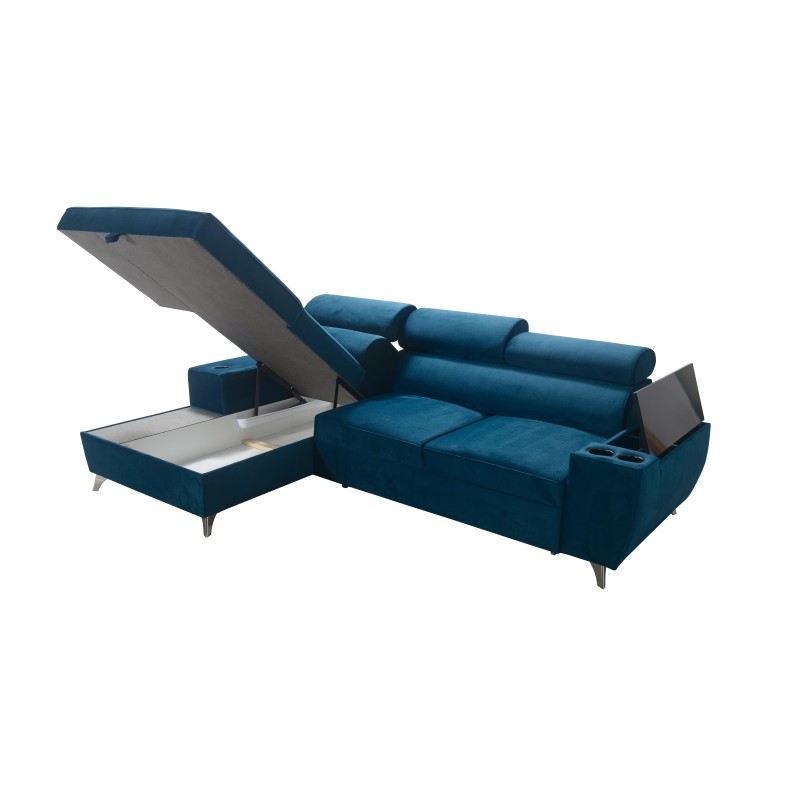 Luna I Maxi Corner Sofa in Plush, Kronos 9, with Sleeping Function and Bar - Modern Comfort Luna I Maxi Corner Sofa in Plush, Kronos 9, with Sleeping Function and Bar - Modern Comfort