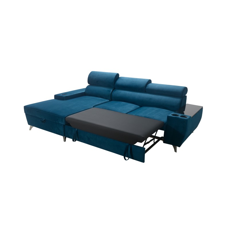 Luna I Maxi Corner Sofa in Plush, Kronos 9, with Sleeping Function and Bar - Modern Comfort Luna I Maxi Corner Sofa in Plush, Kronos 9, with Sleeping Function and Bar - Modern Comfort