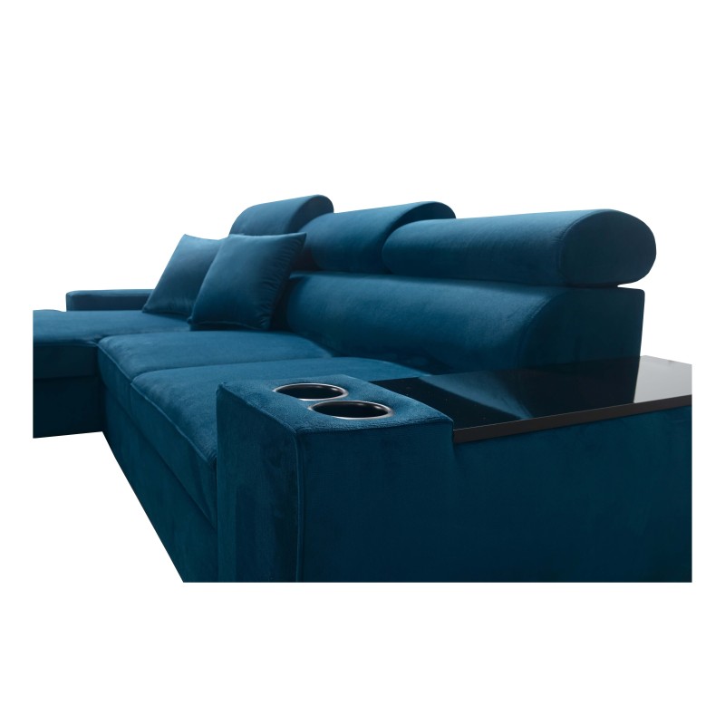 Luna I Maxi Corner Sofa in Plush, Kronos 9, with Sleeping Function and Bar - Modern Comfort Luna I Maxi Corner Sofa in Plush, Kronos 9, with Sleeping Function and Bar - Modern Comfort