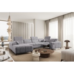 Narożnik w kształcie U ballagio IV mix z funkcją spania oraz funkcją relax tkanina Spring 1101