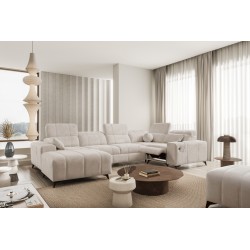 Narożnik w kształcie U ballagio IV mix z funkcją spania oraz funkcją relax tkanina Spring 1108