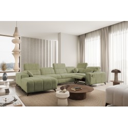 Narożnik w kształcie U ballagio IV mix z funkcją spania oraz funkcją relax tkanina Spring 1115