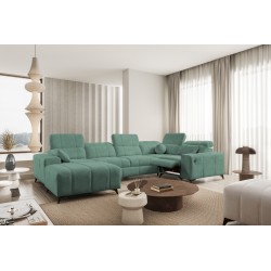 Narożnik w kształcie U ballagio IV mix z funkcją spania oraz funkcją relax tkanina Spring 1116