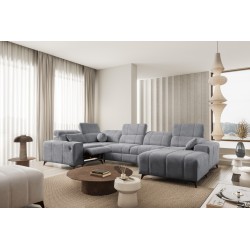 Narożnik w kształcie U ballagio IV mix z funkcją spania oraz funkcją relax tkanina Spring 1101