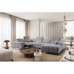 Narożnik w kształcie U ballagio IV mix z funkcją spania oraz funkcją relax tkanina Spring 1101