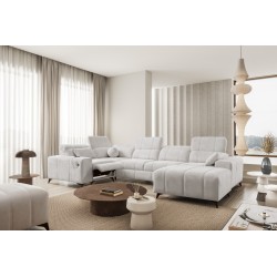 Narożnik w kształcie U ballagio IV mix z funkcją spania oraz funkcją relax tkanina Spring 1104