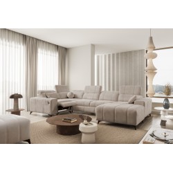 Narożnik w kształcie U ballagio IV mix z funkcją spania oraz funkcją relax tkanina Spring 1110
