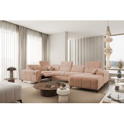 Narożnik w kształcie U ballagio IV mix z funkcją spania oraz funkcją relax tkanina Spring 1112