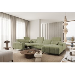 Narożnik w kształcie U ballagio IV mix z funkcją spania oraz funkcją relax tkanina Spring 1115