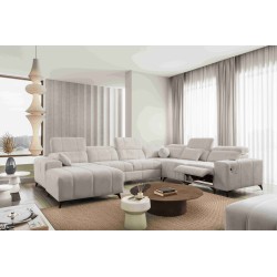 Narożnik w kształcie U ballagio VIII mix z funkcją spania oraz funkcją relax tkanina Spring 1108