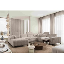 Narożnik w kształcie U ballagio VIII mix z funkcją spania oraz funkcją relax tkanina Spring 1110