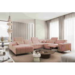 Narożnik w kształcie U ballagio VIII mix z funkcją spania oraz funkcją relax tkanina Spring 1112