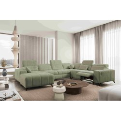 Narożnik w kształcie U ballagio VIII mix z funkcją spania oraz funkcją relax tkanina Spring 1115
