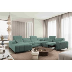 Narożnik w kształcie U ballagio VIII mix z funkcją spania oraz funkcją relax tkanina Spring 1116