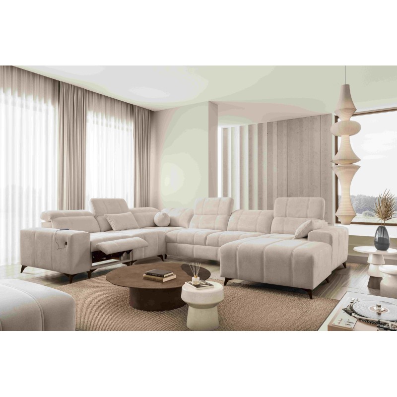 Narożnik w kształcie U ballagio VIII mix z funkcją spania oraz funkcją relax tkanina Spring 1108 Narożnik w kształcie U ballagio VIII mix z funkcją spania oraz funkcją relax tkanina Spring 1108