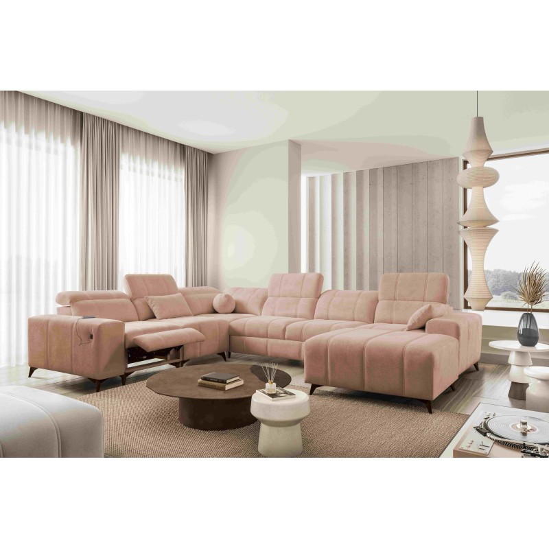 Narożnik w kształcie U ballagio VIII mix z funkcją spania oraz funkcją relax tkanina Spring 1112 Narożnik w kształcie U ballagio VIII mix z funkcją spania oraz funkcją relax tkanina Spring 1112