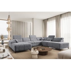 Sofá esquinero en forma de U Ballagio X con función de cama, tela Spring 1101