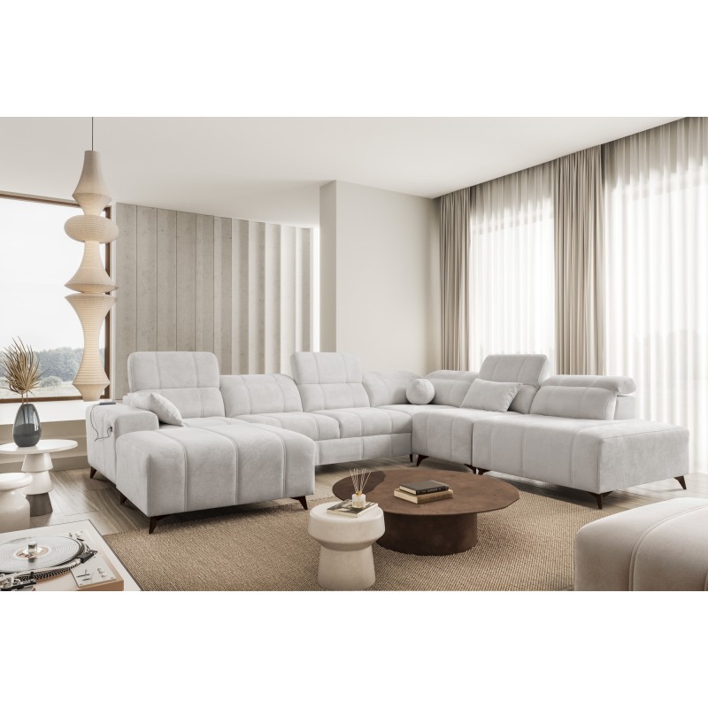 Sofá esquinero en forma de U Ballagio X con función de cama, tela Spring 1104 Sofá esquinero en forma de U Ballagio X con función de cama, tela Spring 1104