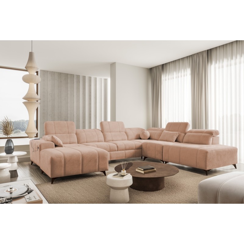 Esquina en forma de U Ballagio X con función de dormir, tela Spring 1112 Esquina en forma de U Ballagio X con función de dormir, tela Spring 1112